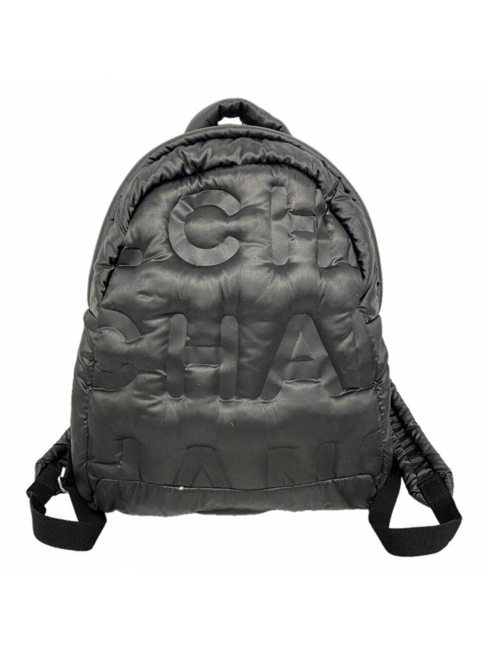 Chanel Backpack Doudou Plush Nylon Black Silver